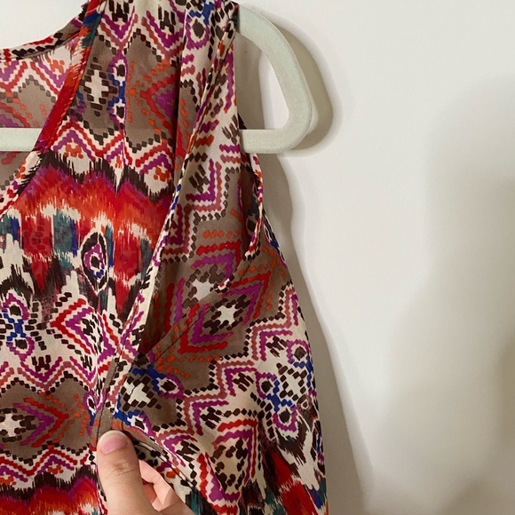 Aztec Print Cold Shoulder Top - Picture 3 of 7